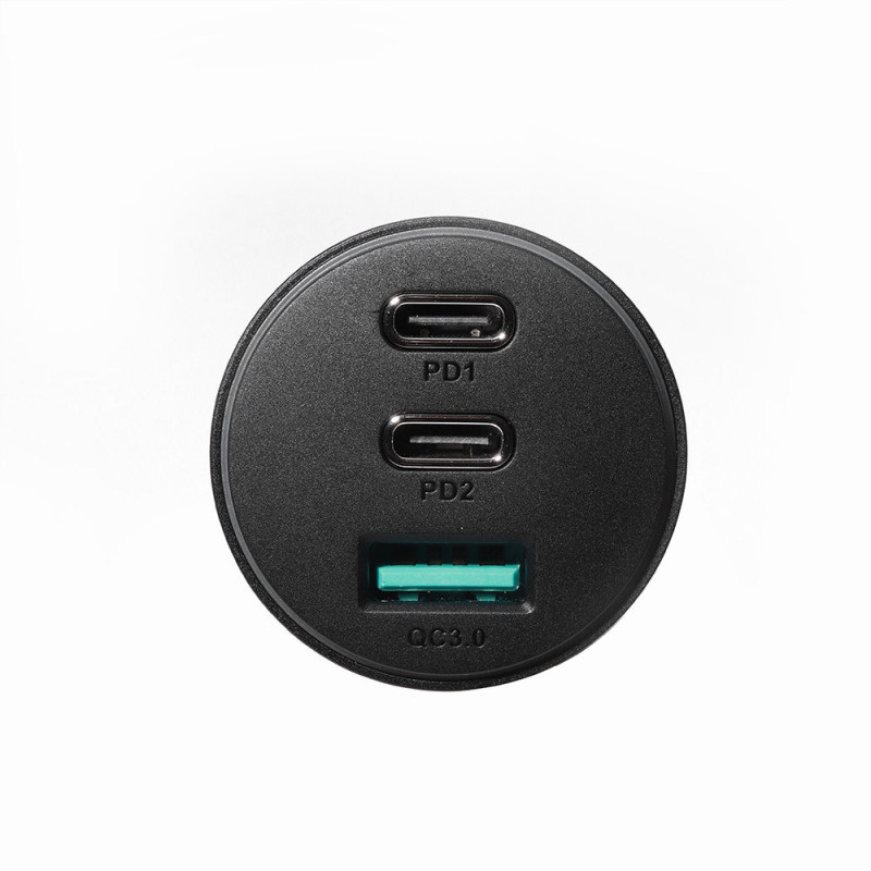 Automobilinis pakrovėjas cigarečių žiebtuvėliui 3 USB prievadai ir 2x USB-C 70W - juodas