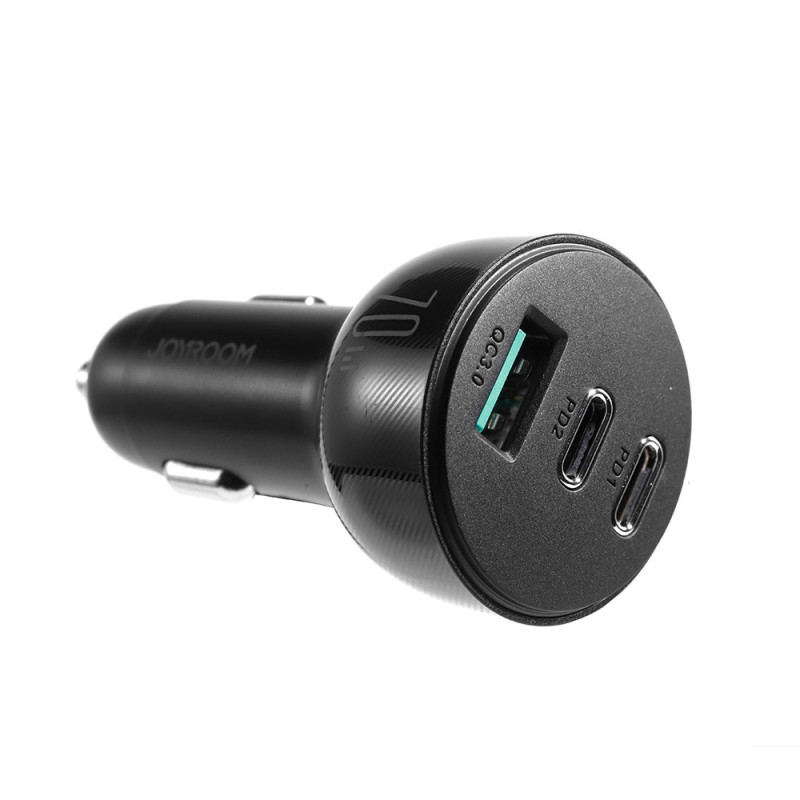 Automobilinis pakrovėjas cigarečių žiebtuvėliui 3 USB prievadai ir 2x USB-C 70W - juodas