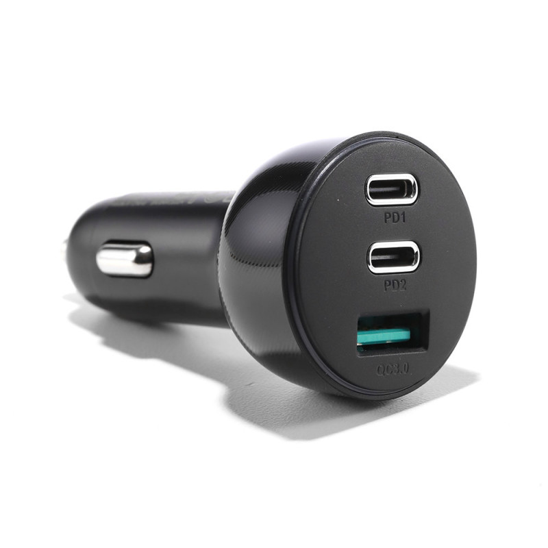 Automobilinis pakrovėjas cigarečių žiebtuvėliui 3 USB prievadai ir 2x USB-C 70W - juodas