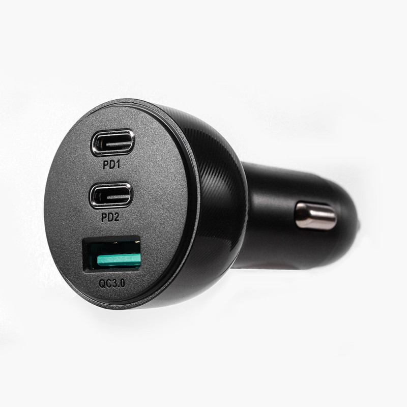 Automobilinis pakrovėjas cigarečių žiebtuvėliui 3 USB prievadai ir 2x USB-C 70W - juodas