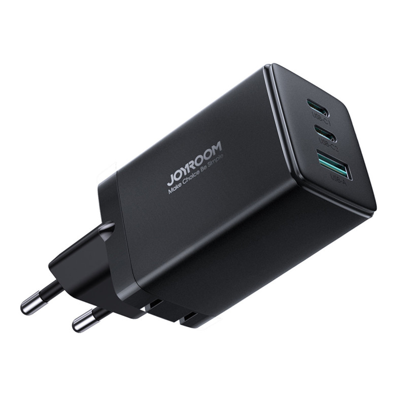 GaN USB greitas įkroviklis 2x USB-C + USB-C laidas 1,2m - juodas