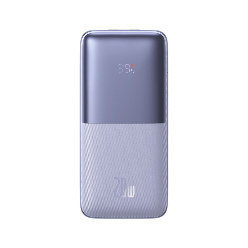 Powerbank Bipow Pro 10000mAh 20W su USB-C 3A 0,3m kabeliu violetinė