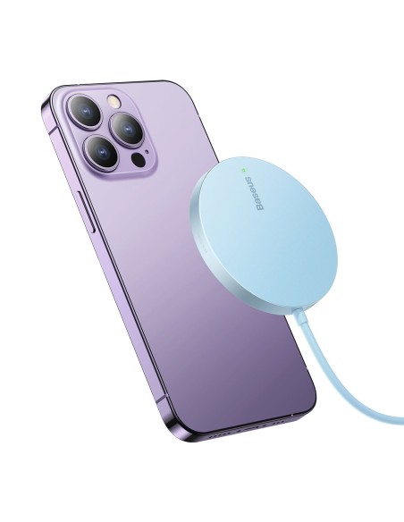 
Paprastas Mini3 MagSafe Qi 15W magnetinės indukcinis įkroviklis – mėlynas
