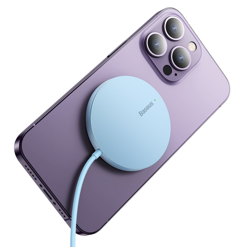 
Paprastas Mini3 MagSafe Qi 15W magnetinės indukcinis įkroviklis – mėlynas
