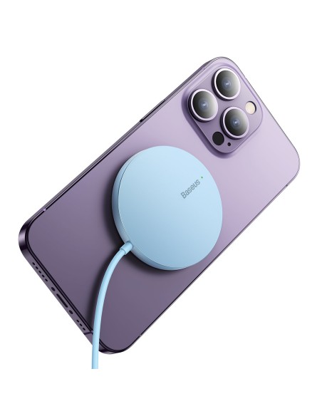 
Paprastas Mini3 MagSafe Qi 15W magnetinės indukcinis įkroviklis – mėlynas
