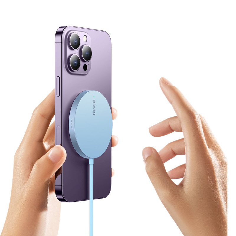 
Paprastas Mini3 MagSafe Qi 15W magnetinės indukcinis įkroviklis – mėlynas
