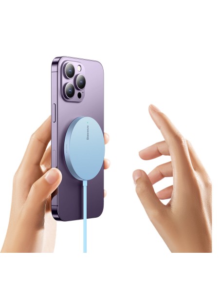 
Paprastas Mini3 MagSafe Qi 15W magnetinės indukcinis įkroviklis – mėlynas
