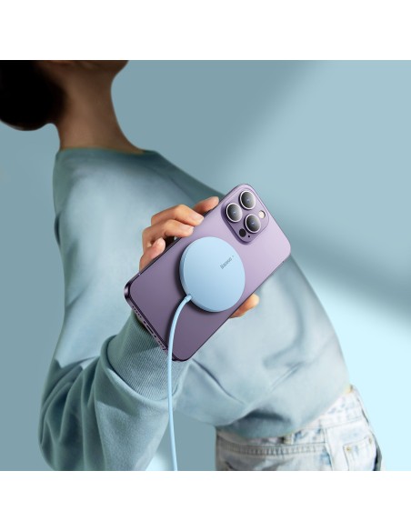 
Paprastas Mini3 MagSafe Qi 15W magnetinės indukcinis įkroviklis – mėlynas
