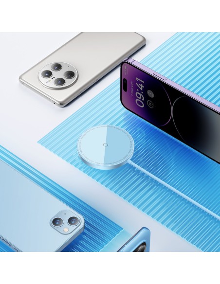 
Paprastas Mini3 MagSafe Qi 15W magnetinės indukcinis įkroviklis – mėlynas
