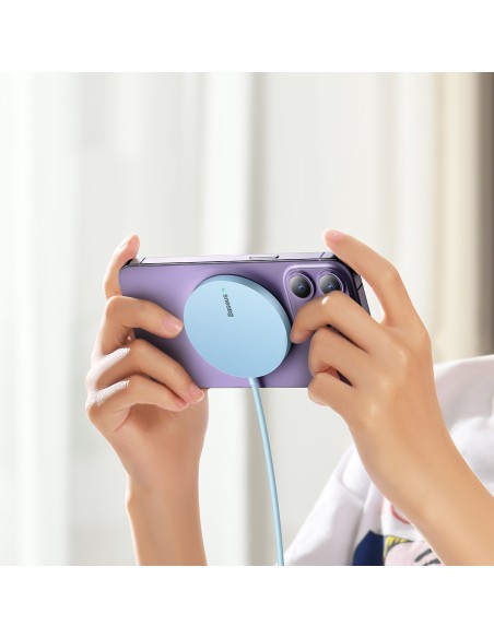 
Paprastas Mini3 MagSafe Qi 15W magnetinės indukcinis įkroviklis – mėlynas
