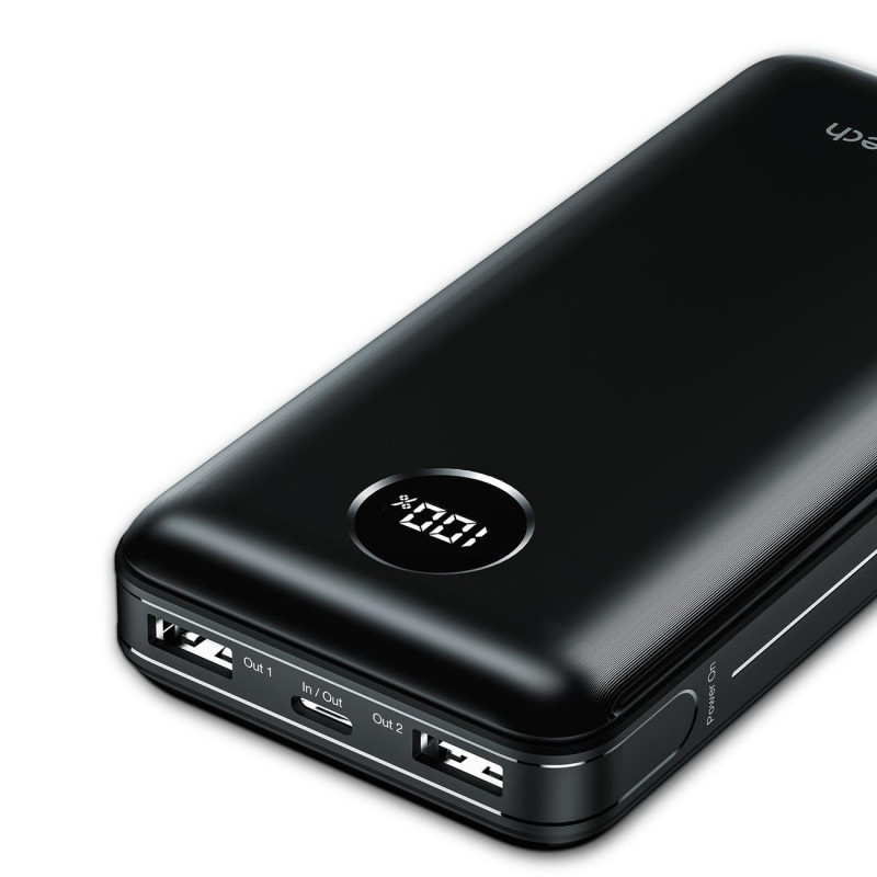 Lengvas maitinimo blokas 20000mAh PD 45W 2x USB 1x USB-C - juodas