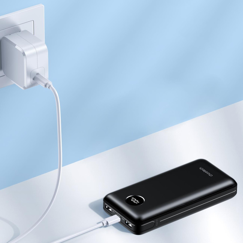 Lengvas maitinimo blokas 20000mAh PD 45W 2x USB 1x USB-C - juodas