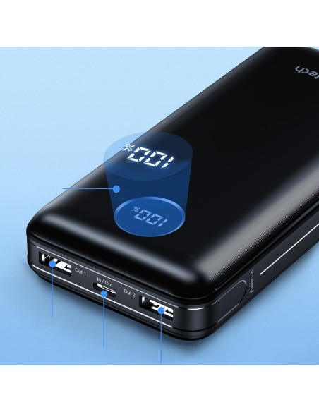 Lengvas maitinimo blokas 20000mAh PD 45W 2x USB 1x USB-C - juodas
 
Lengvas maitinimo blokas 20000mAh PD 45W 2x USB 1x USB-C - juodas