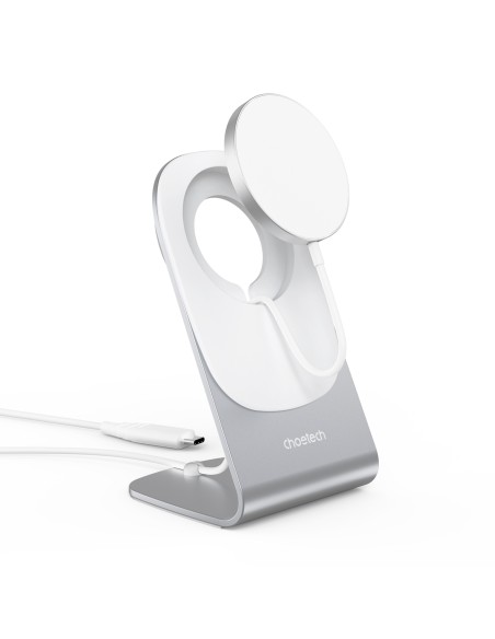 
15W Qi indukcinis įkroviklis su MagSafe + magnetinis telefono stovas - baltas

