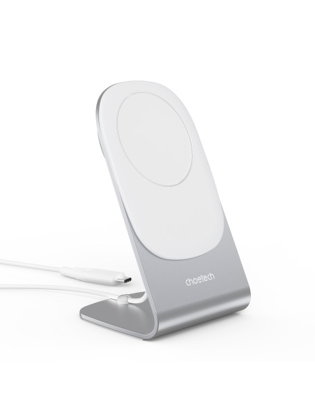 
15W Qi indukcinis įkroviklis su MagSafe + magnetinis telefono stovas - baltas
