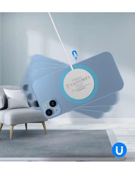 
15W Qi indukcinis įkroviklis su MagSafe + magnetinis telefono stovas - baltas
