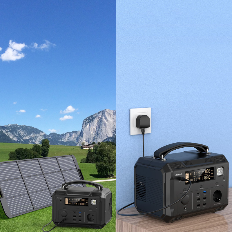 Nešiojama turistinė elektros banko stotis 484Wh 500W LED - juoda