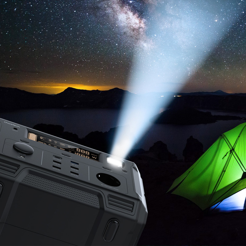 Nešiojama turistinė elektros banko stotis 484Wh 500W LED - juoda