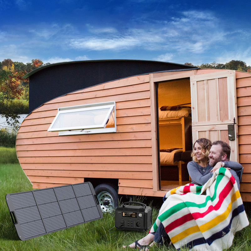 Nešiojama turistinė elektros banko stotis 484Wh 500W LED - juoda