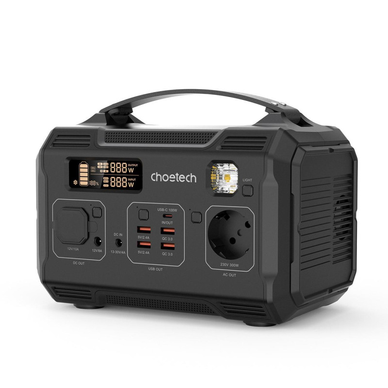Nešiojama turistinė elektros banko stotis 281Wh 300W LED - juoda