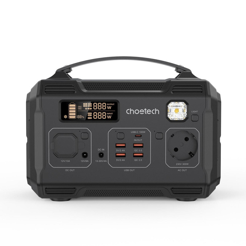 Nešiojama turistinė elektros banko stotis 281Wh 300W LED - juoda