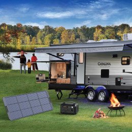 
Nešiojama turistinė elektros banko stotis 281Wh 300W LED - juoda
