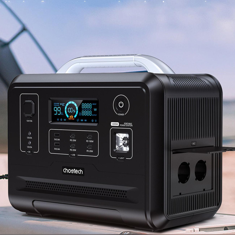 Nešiojama turistinė power bank elektrinė LiFePO4 960Wh 1200W - juoda