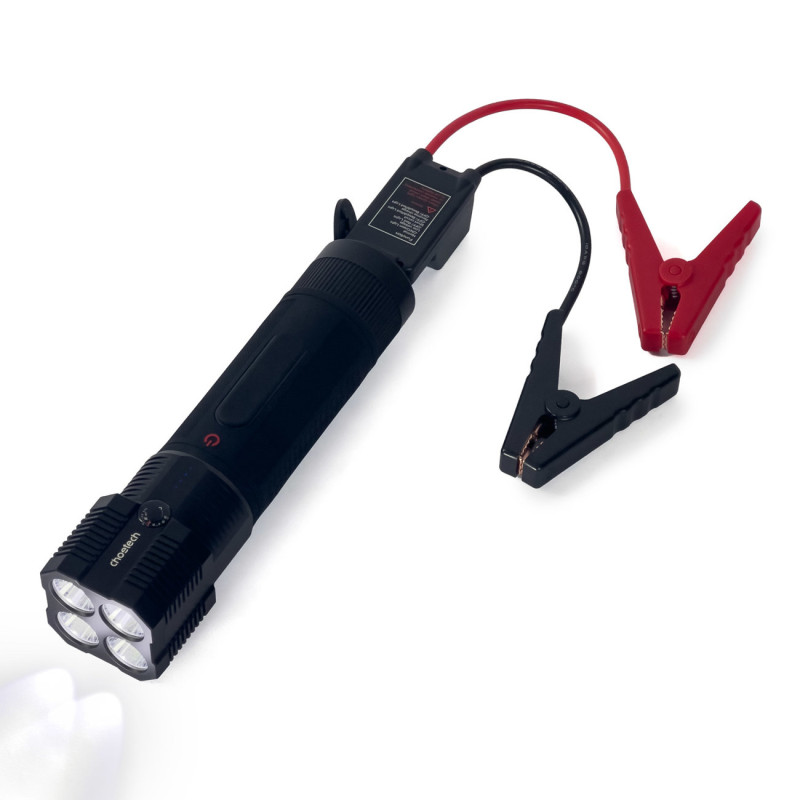 3in1 Automobilio užvedimas Jump Starter + 8000mAh maitinimo blokas + LED žibintuvėlis - juodas