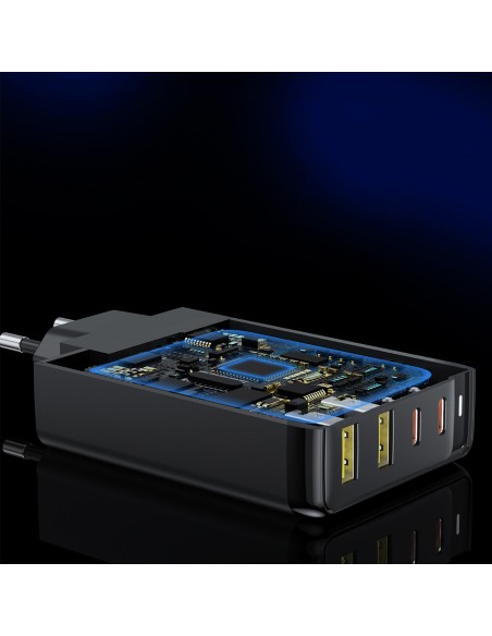 
GaN 140W maitinimo įkroviklis 4 prievadai 2x USB-C + 2x USB - juodas

