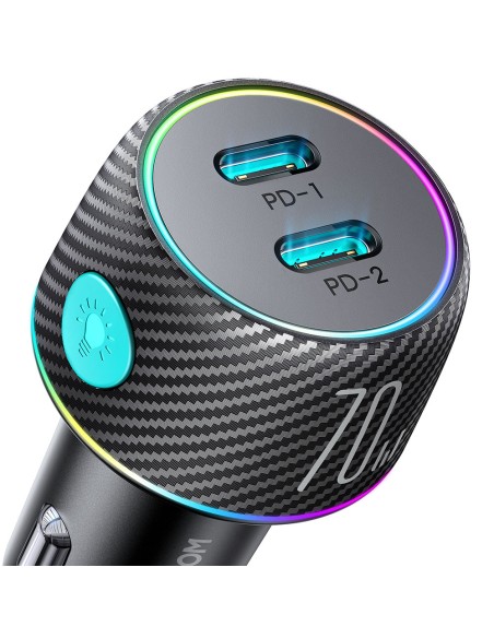 Dvigubas automobilinis įkroviklis 2x USB-C 70W su LED apšvietimu JR-CCN02 - juodas
 
Dvigubas automobilinis įkroviklis 2x USB-C 70W su LED apšvietimu JR-CCN02 - juodas