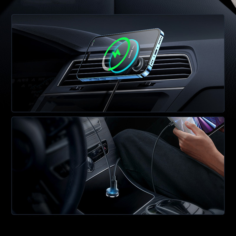 MagSafe 15W USB-C 25W indukcinis automobilinis įkroviklis - juodas