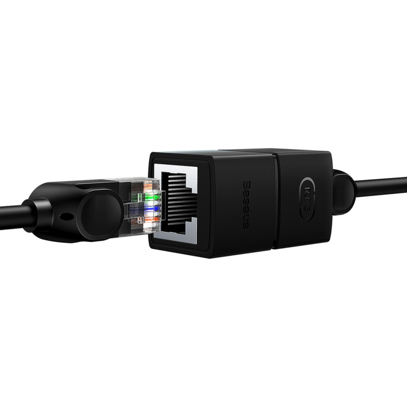 AirJoy LAN Ethernet RJ-45 tinklo kabelio jungtis, juoda – RINKINYS iš 2
