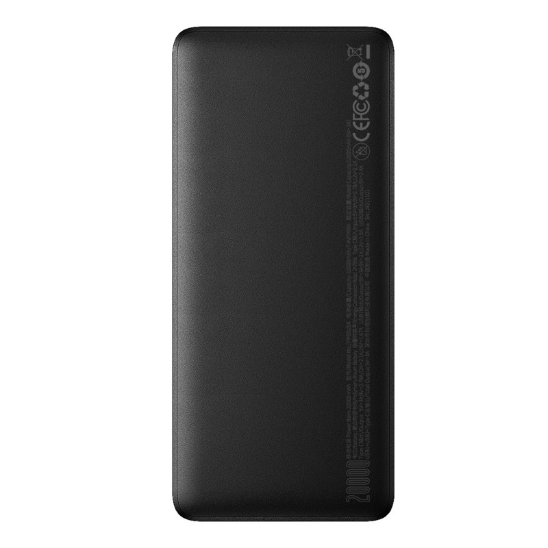 
Powerbank 10000mAh USB / USB-C 25W PD QC + USB-C laidas - juodas
