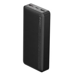 
Powerbank 10000mAh USB / USB-C 25W PD QC + USB-C laidas - juodas
