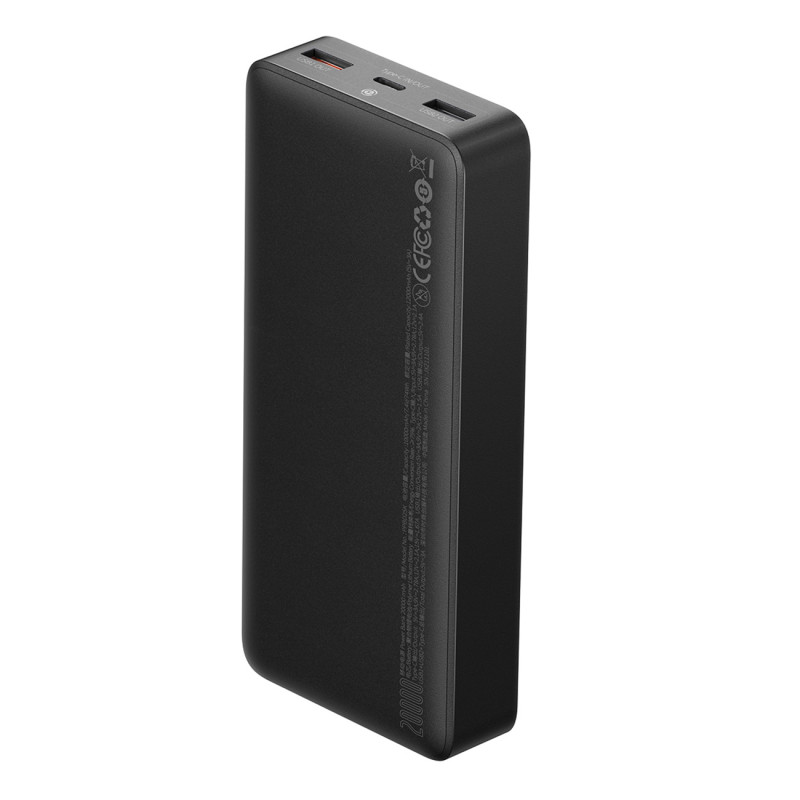 
Powerbank 10000mAh USB / USB-C 25W PD QC + USB-C laidas - juodas
