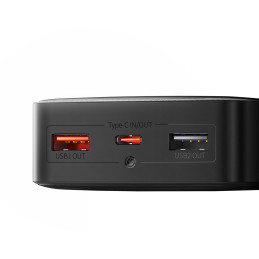 
Powerbank 10000mAh USB / USB-C 25W PD QC + USB-C laidas - juodas
