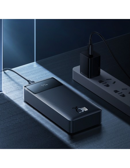 
Powerbank 10000mAh USB / USB-C 25W PD QC + USB-C laidas - juodas
