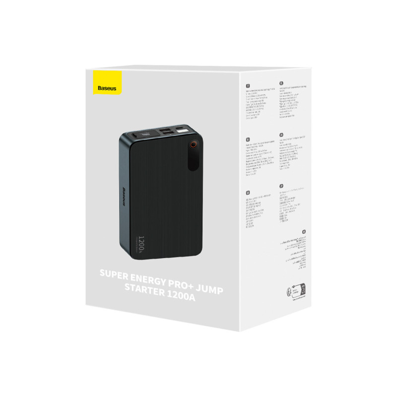 3in1 automobilio užvedimas Jump Starter 1200A + 7200mAh maitinimo blokas + LED žibintuvėlis - juodas