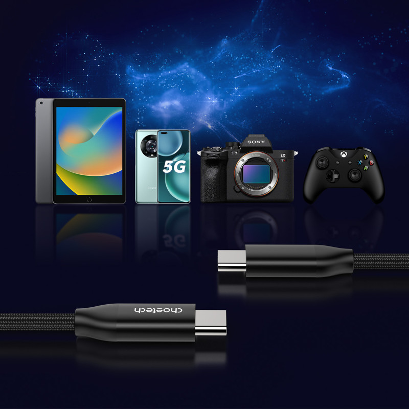 USB-C įkrovimo ir duomenų laidas 2m - juodas