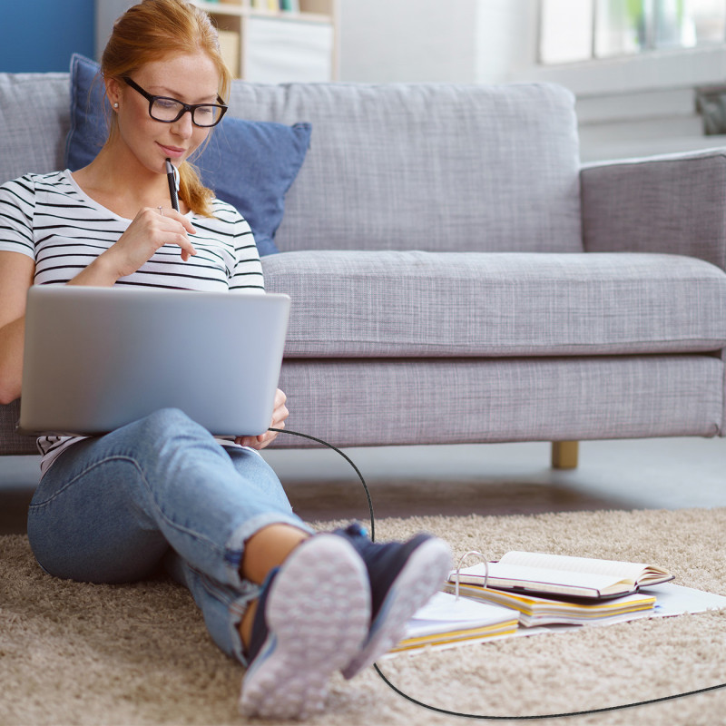 USB-C įkrovimo ir duomenų perdavimo laidas 1m - juodas