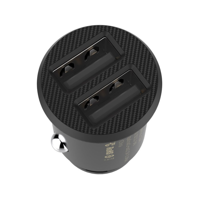 Mini automobilinis pakrovėjas telefonui 2x USB Grain Car Charger juodas