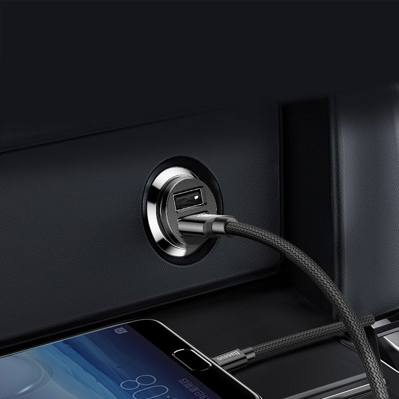 Mini automobilinis pakrovėjas telefonui 2x USB Grain Car Charger juodas