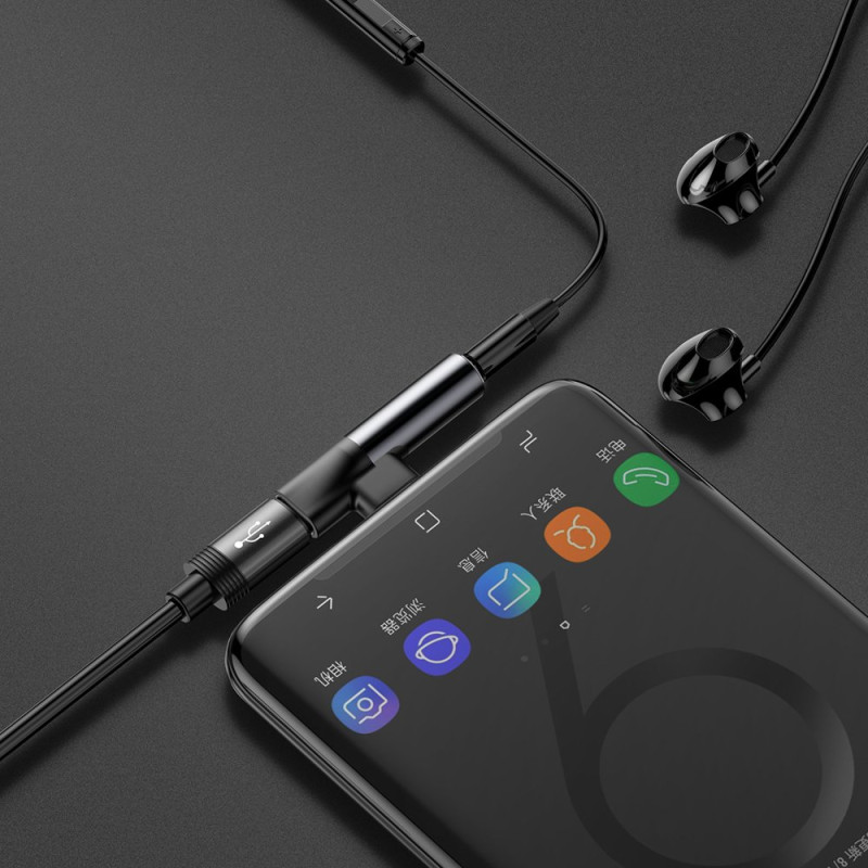 Audio Converter L41 adapteris iš USB-C į USB-C prievadą + 3,5 mm juodas lizdas