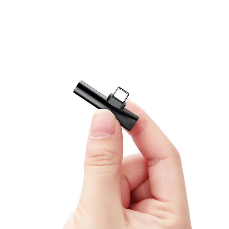 Audio Converter L41 adapteris iš USB-C į USB-C prievadą + 3,5 mm juodas lizdas