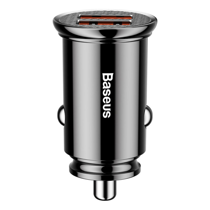 
Išmanusis automobilinis įkroviklis Circular 2x USB QC3.0 Quick Charge 3.0 SCP AFC 30W juodas
