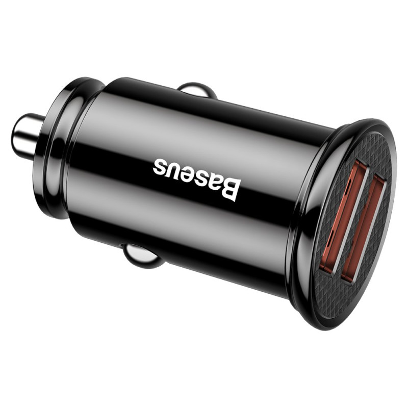 Išmanusis automobilinis įkroviklis Circular 2x USB QC3.0 Quick Charge 3.0 SCP AFC 30W juodas