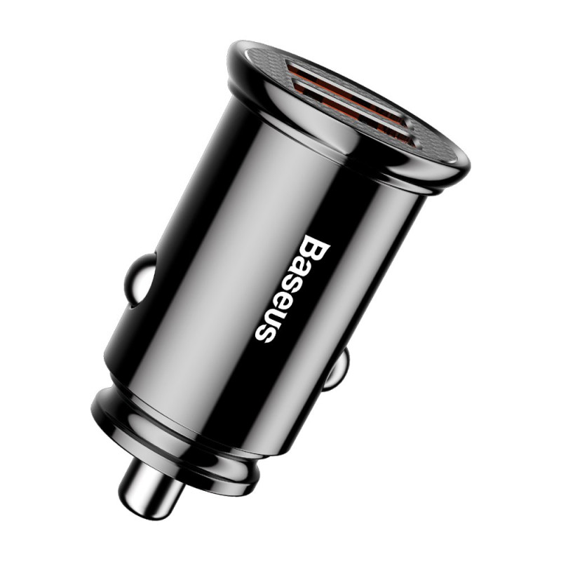 Išmanusis automobilinis įkroviklis Circular 2x USB QC3.0 Quick Charge 3.0 SCP AFC 30W juodas