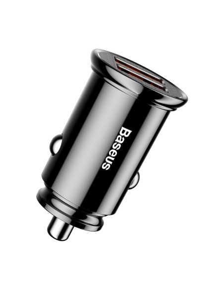 
Išmanusis automobilinis įkroviklis Circular 2x USB QC3.0 Quick Charge 3.0 SCP AFC 30W juodas
