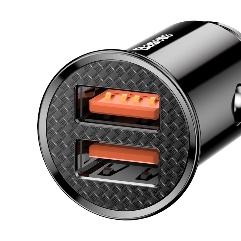 Išmanusis automobilinis įkroviklis Circular 2x USB QC3.0 Quick Charge 3.0 SCP AFC 30W juodas