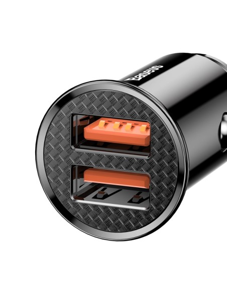 
Išmanusis automobilinis įkroviklis Circular 2x USB QC3.0 Quick Charge 3.0 SCP AFC 30W juodas
